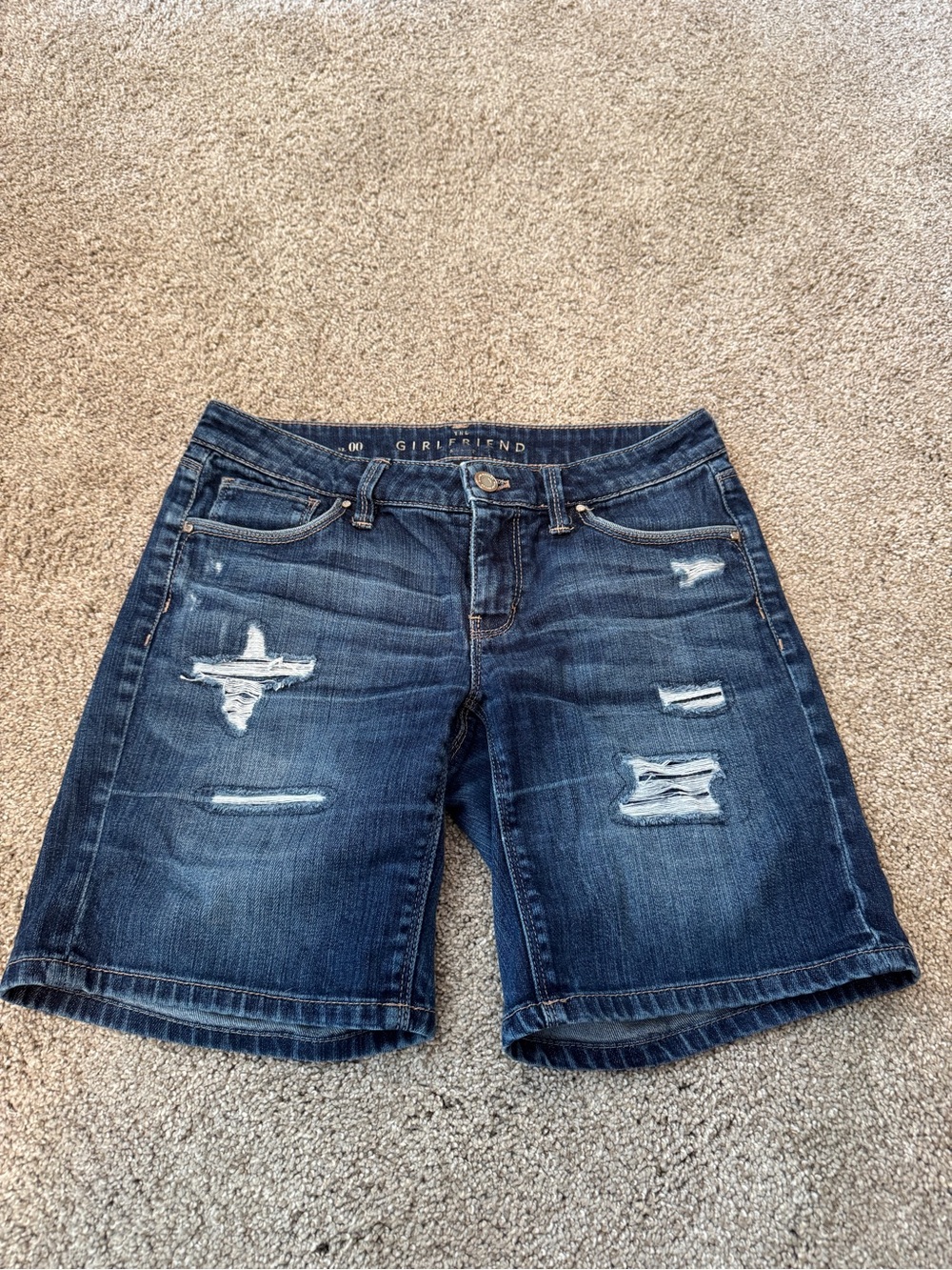 White House Black Market Dark Blue Distressed Denim Shorts
